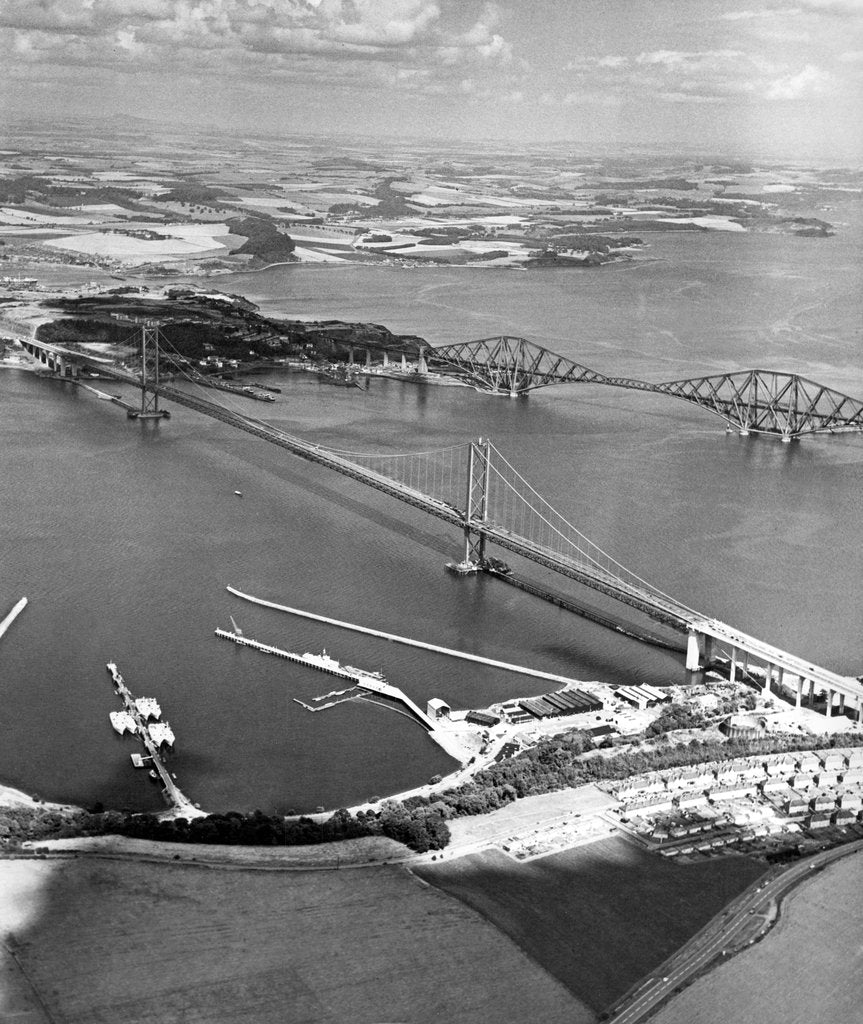 Detail of The Forth Bridges from the air by Associated Newspapers