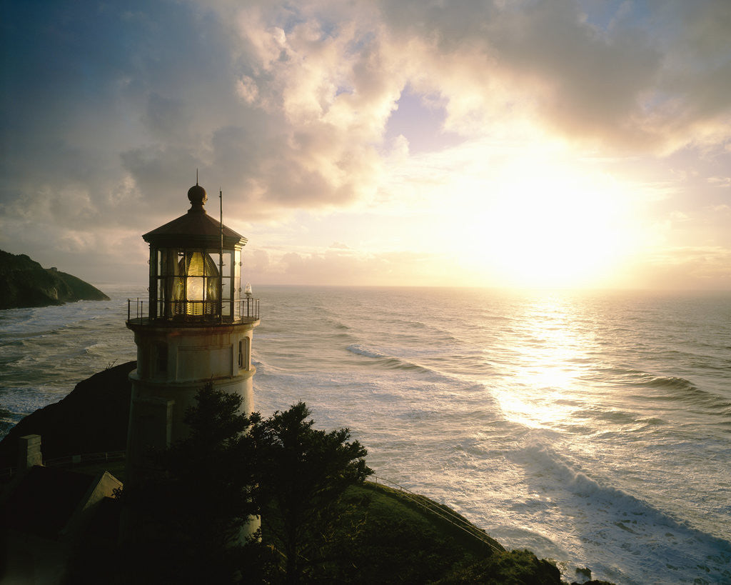 Detail of Lighthouse Overlooking Sunset by Anonymous