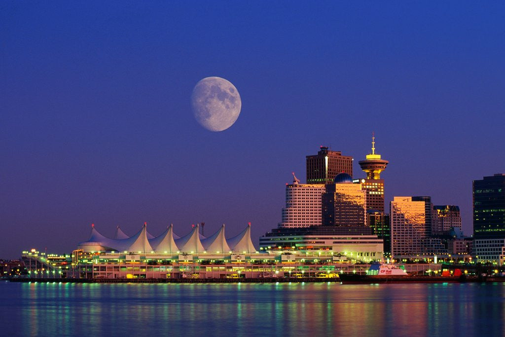 Detail of Moon Over Vancouver and Coal Harbor by Anonymous