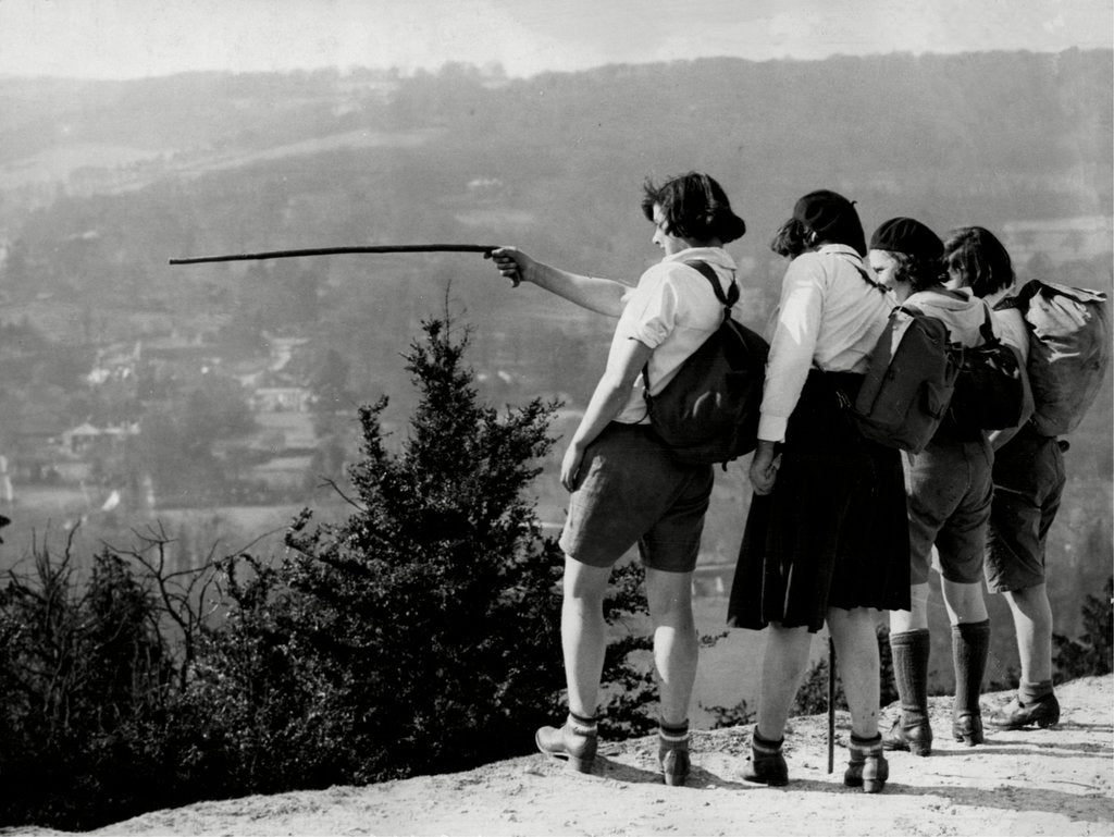Detail of It's that way!' Hikers on Box Hill by Associated Newspapers