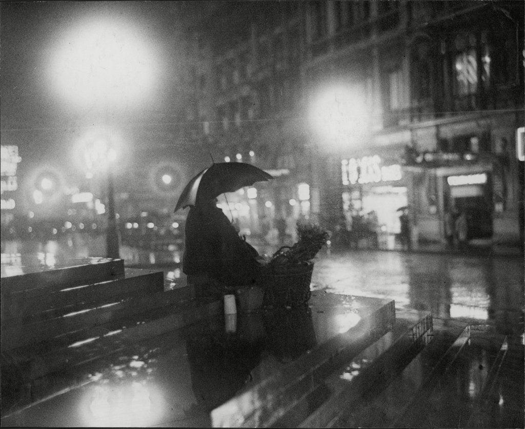 Detail of Flower Seller in the rain by Associated Newspapers