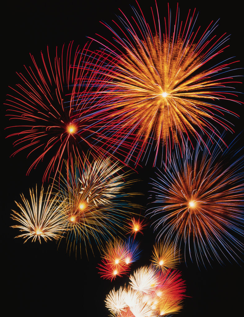 Detail of Night Sky Filled with Fireworks by Anonymous