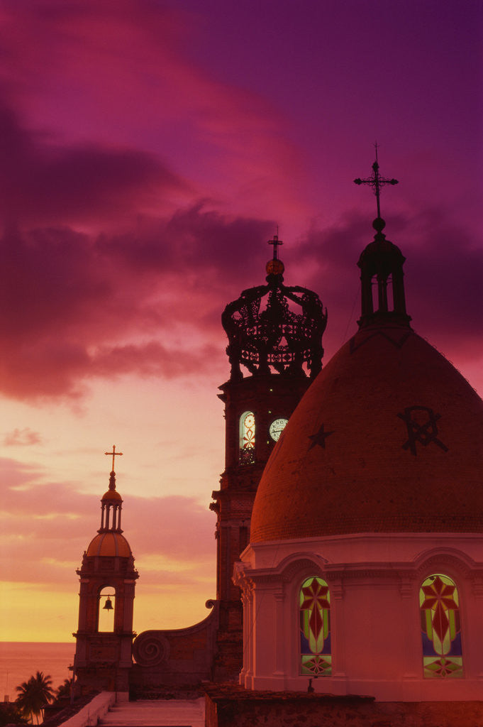 Detail of Exterior View of the Church of Guadalupe at Sunset by Anonymous