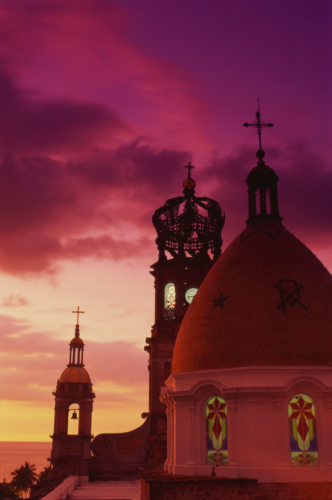 Detail of Exterior View of the Church of Guadalupe at Sunset by Corbis
