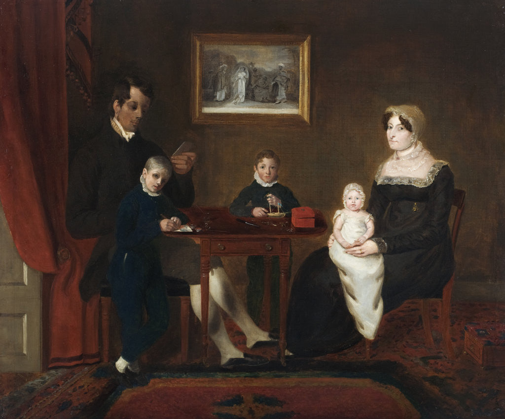 Detail of Group portrait of an unidentified family in a domestic interior by Anonymous