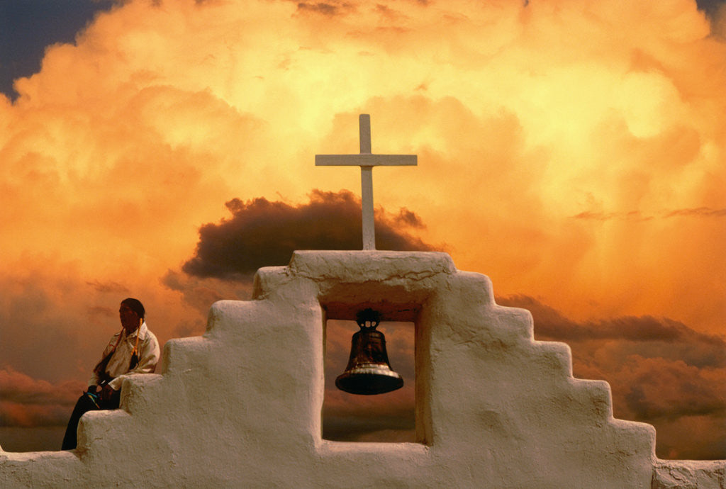 Detail of Church Bell and Cross at Twilight by Anonymous