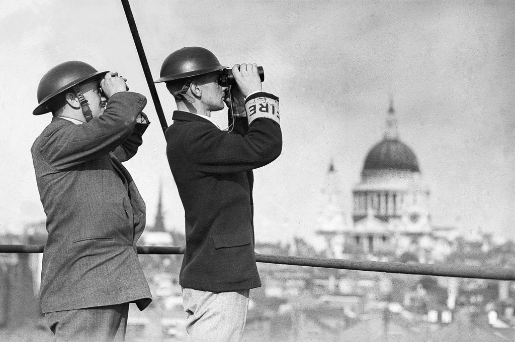 Detail of Plane spotter in view of St. Paul's by Associated Newspapers