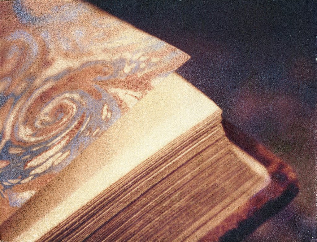 Detail of Marbeled Endpaper by Jennifer Kennard