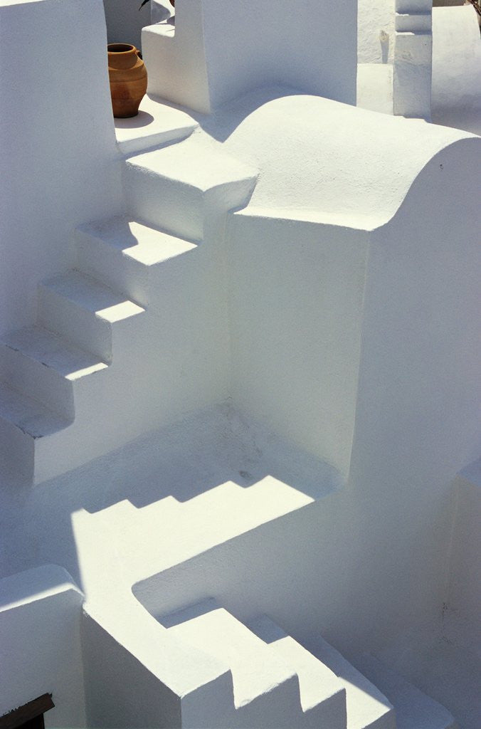 Detail of Stairway and Landing of a Whitewashed Church by Anonymous
