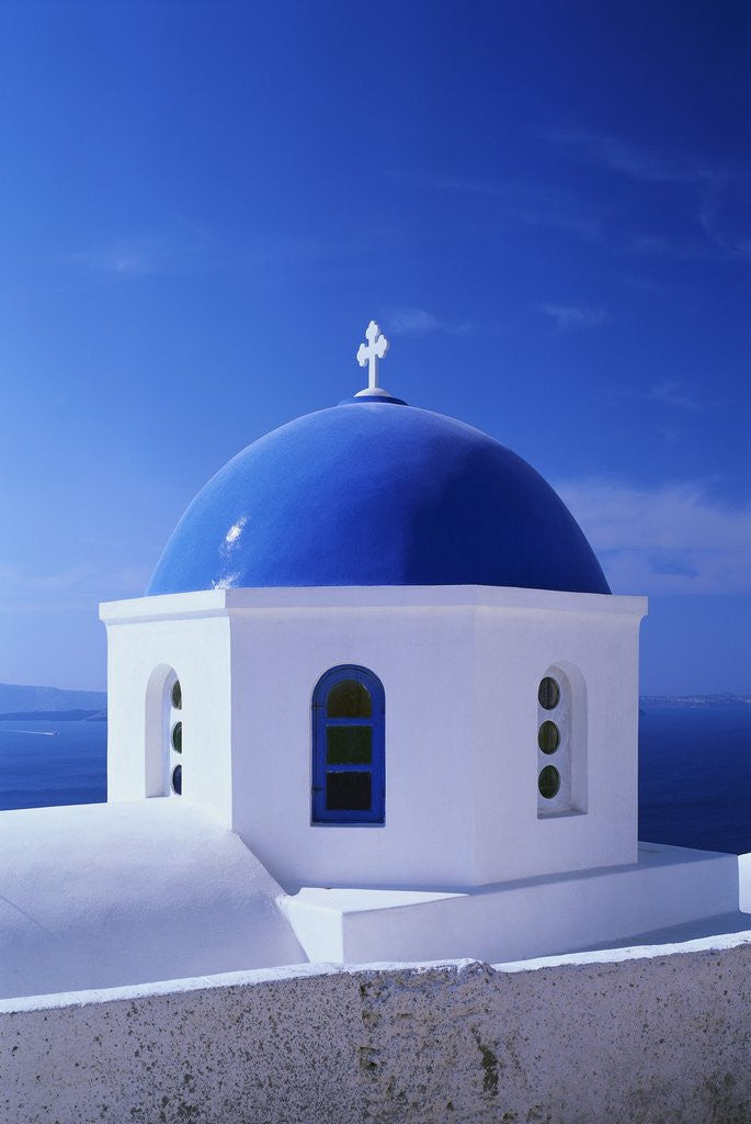 Detail of Detail of Whitewashed Church With Blue Dome by Anonymous