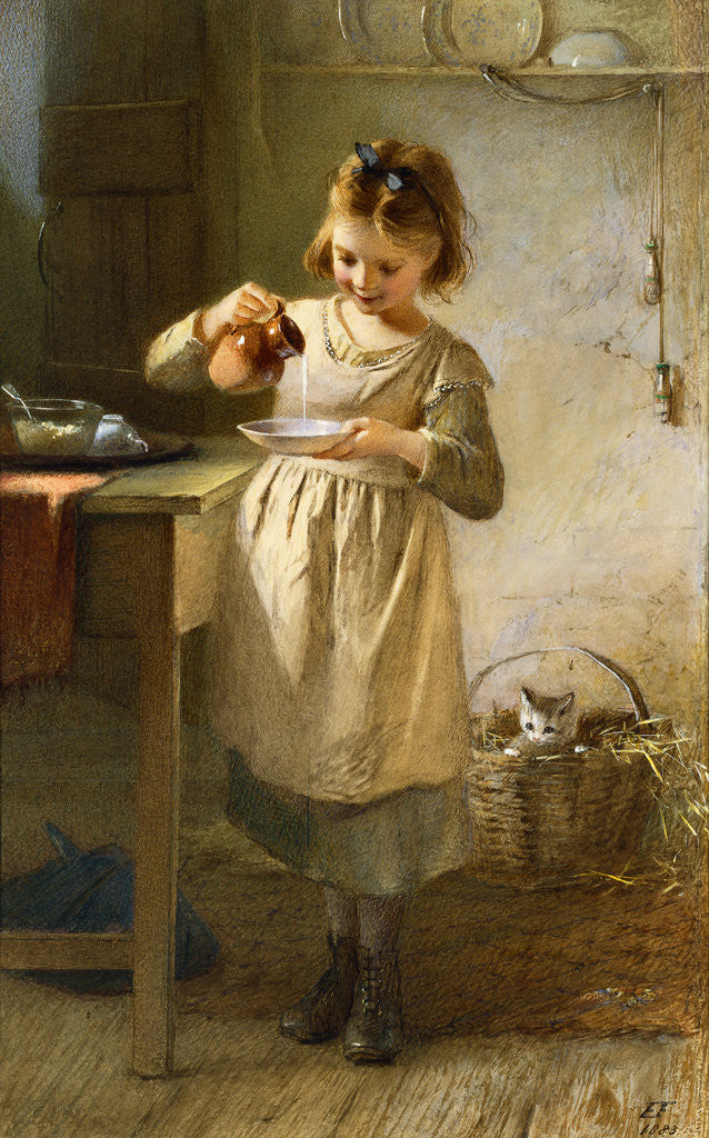Detail of Girl with a Kitten by Emily Farmer