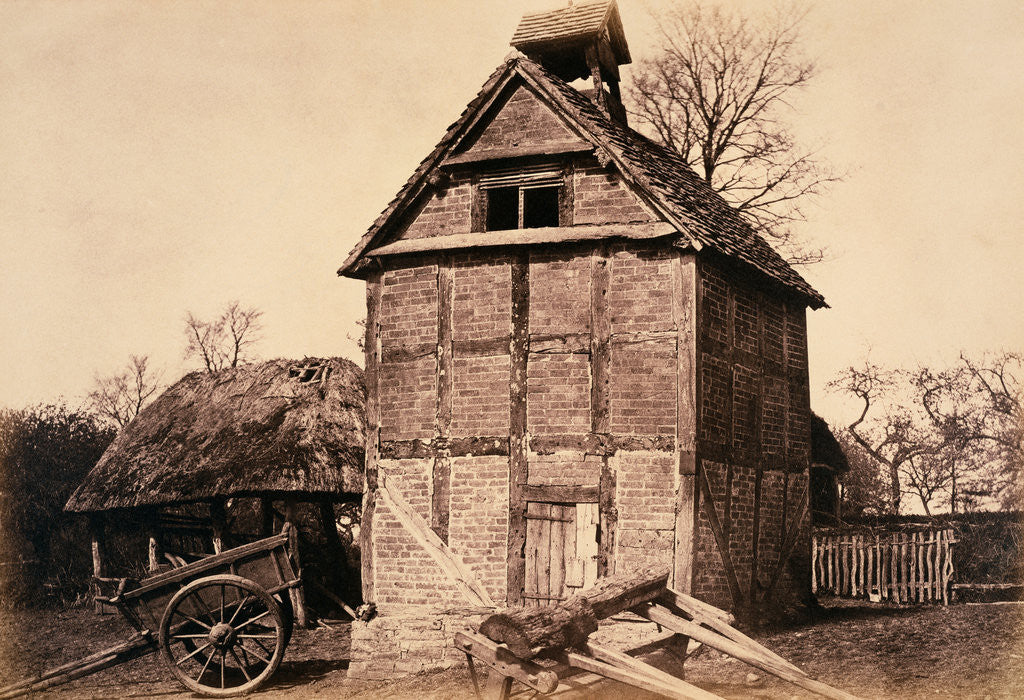Detail of Timbered and Thatched Farm Building with Cart by Benjamin Brecknell Turner
