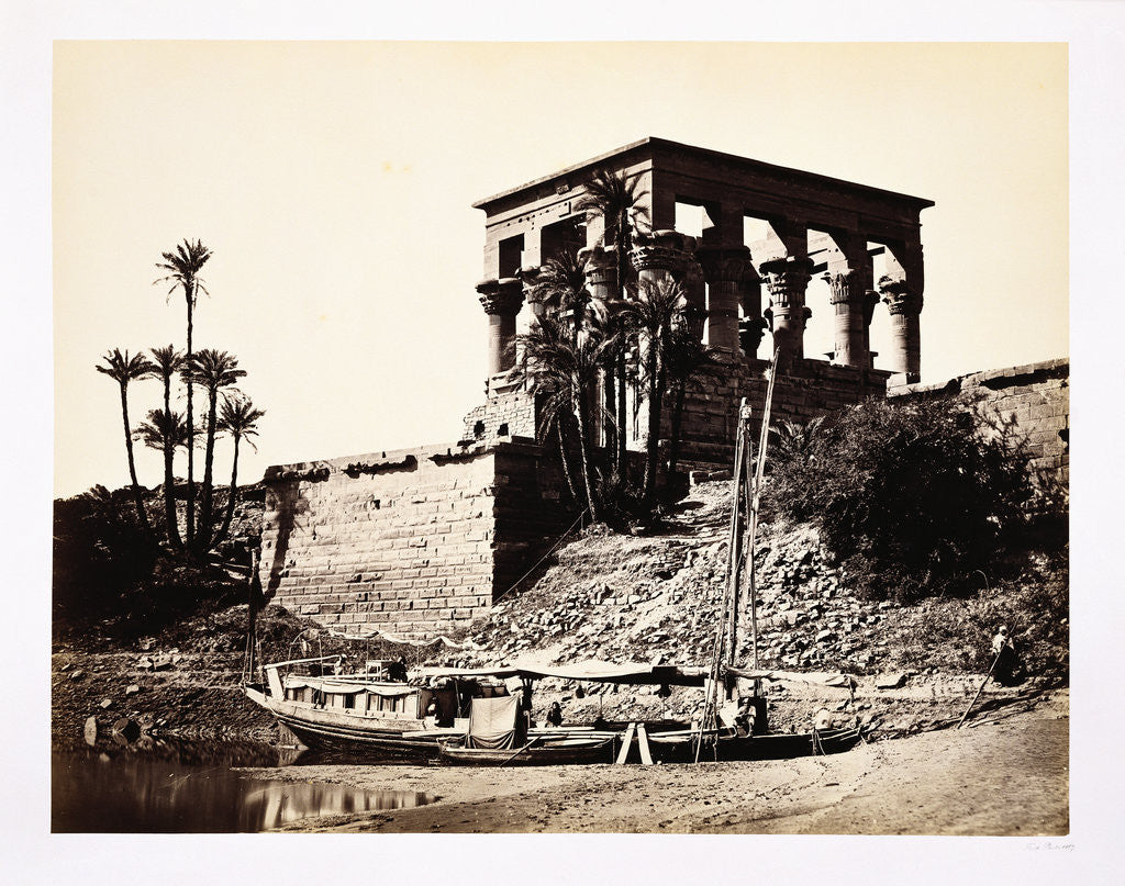 Detail of Kiosk of Trajan and Early Nice Cruise Boat by Francis Frith
