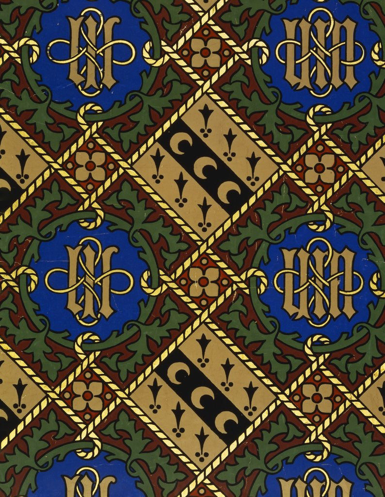 Detail of Diamond Print Ecclesiastical Wallpaper Design by Augustus Welby Pugin