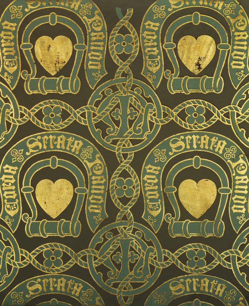 Detail of Heart Motif Ecclesiastical Wallpaper Design by Augustus Welby Pugin