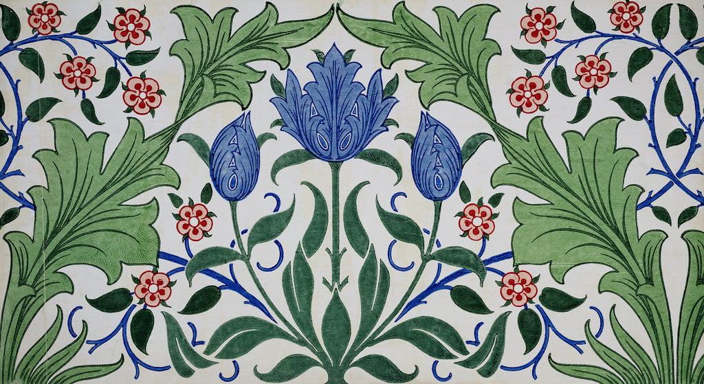 Detail of Floral Wallpaper Design with Tulips by William Morris