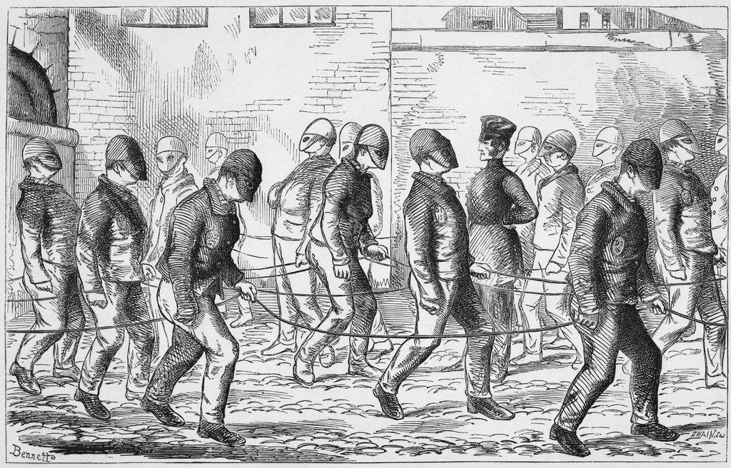 Detail of Engraving Depicting Convicts Exercising in Pentonville Prison by Anonymous