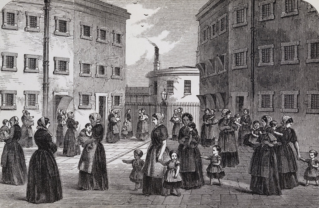 Detail of Engraving Depicting Mothers, with Their Children, Exercising at Tothill Fields Prison by Corbis