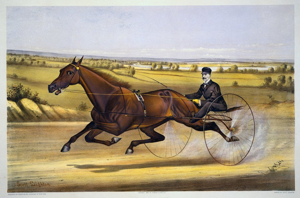 Detail of Queen of the Turf, 'Maud S', Driven by W.W. Bair Lithograph by Nicholas Winfield Scott Leighton