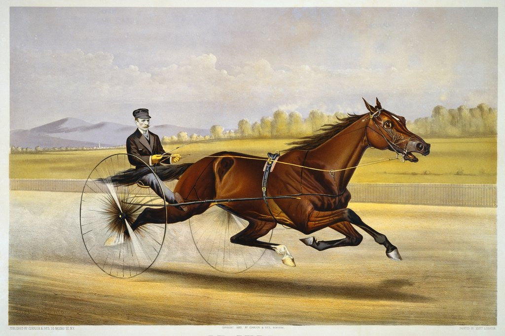 Detail of Queen of the Turf, 'Maud S', Driven by W.W. Bair Lithograph by Nicholas Winfield Scott Leighton