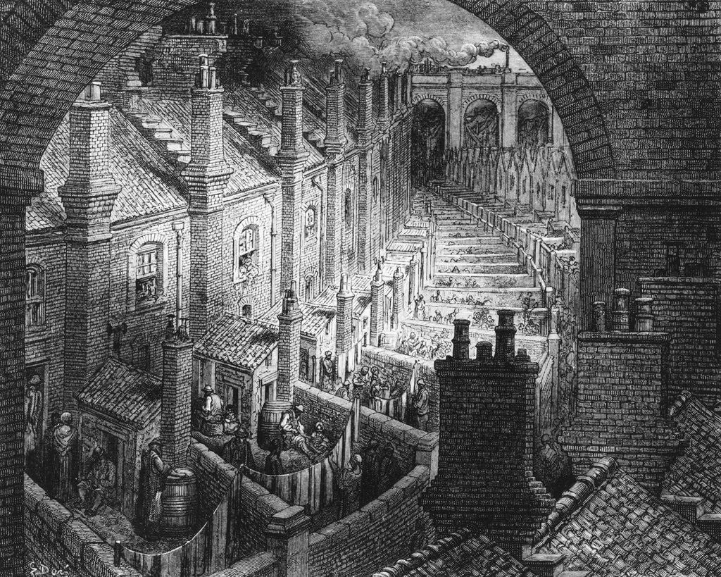 Detail of Victorian Print of View Over London Roof-tops by Anonymous