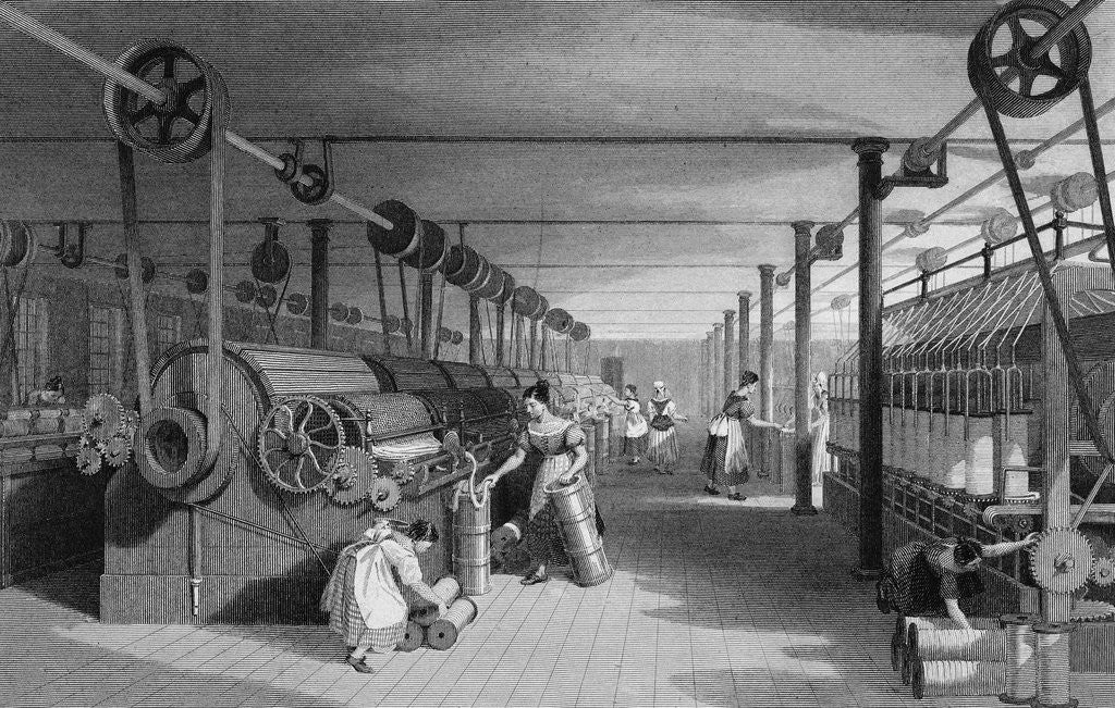 Detail of Print Depicting Workers at a Textile Factory by Anonymous