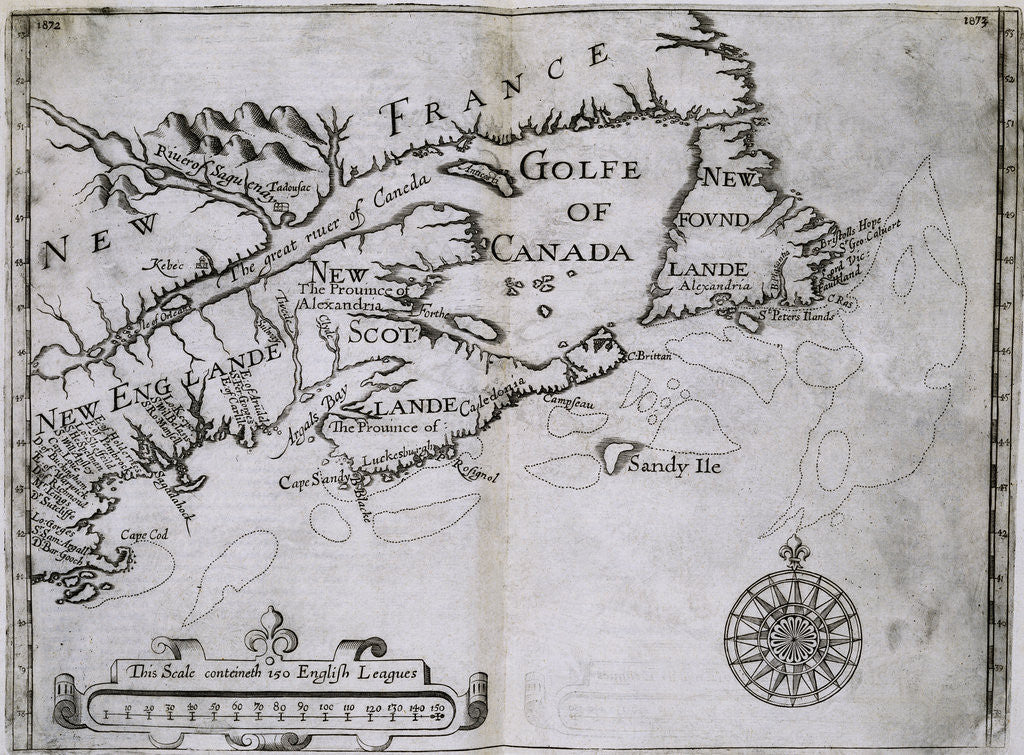 Detail of Early 17th-Century Map of the North American Coast from Cape Cod to Newfoundland by Anonymous