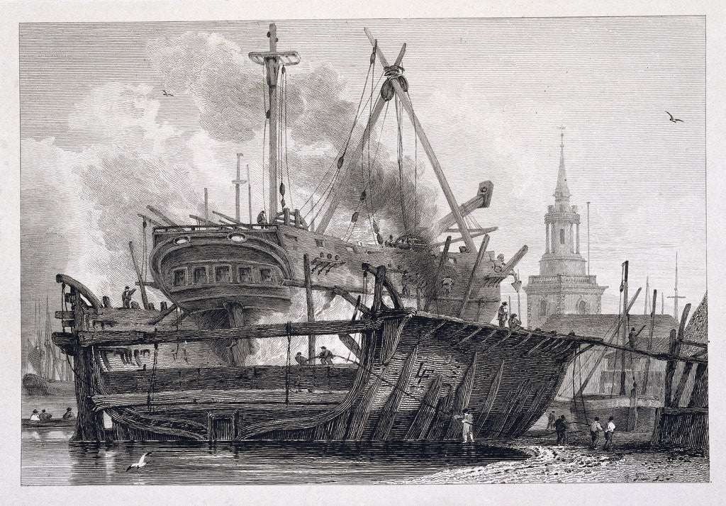 Detail of Etching of the Rotherhithe in Floating Dock, 1815 by Corbis