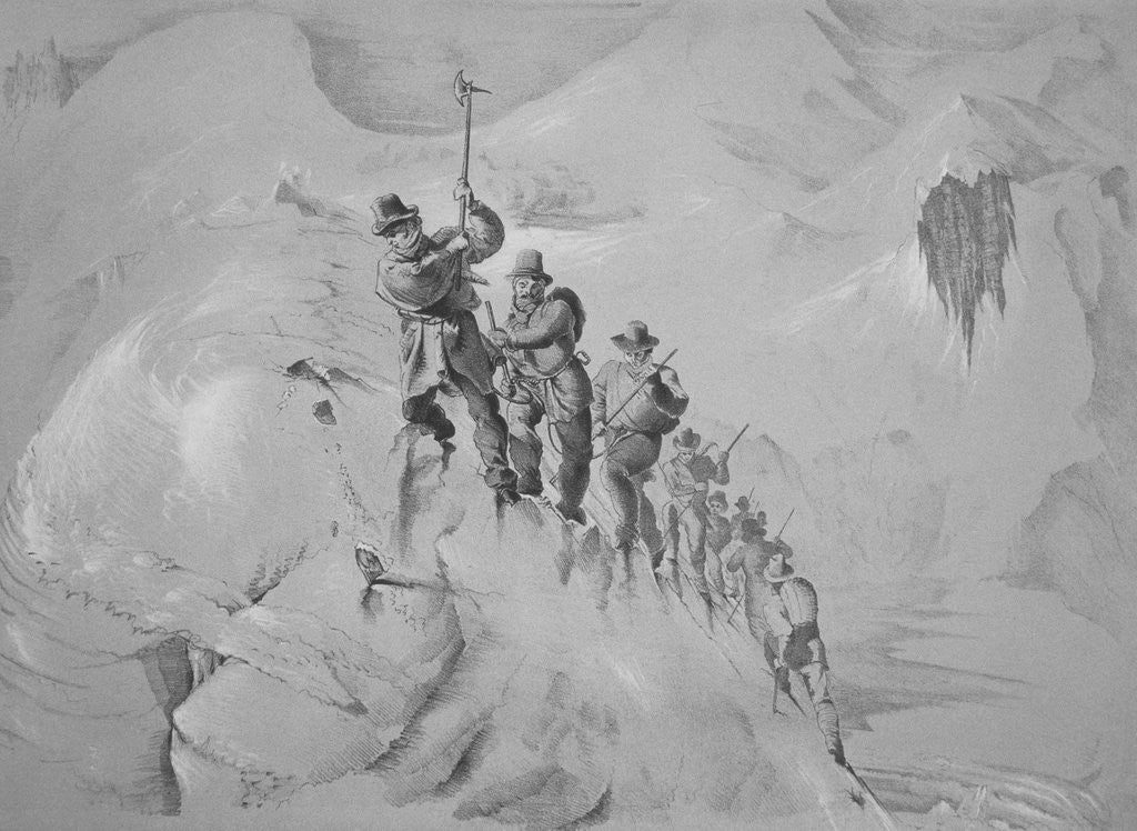 Detail of Illustration Depicting Expedition Members Ascending Mont Blanc by Corbis