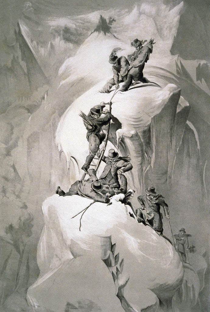 Detail of Illustration Depicting Expedition Members on the Ascent of Mont Blanc by Anonymous