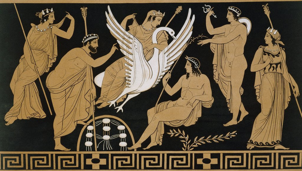 Detail of 19th Century Greek Vase Illustration of Zeus Abducting Leda in the form of a Swan by Corbis