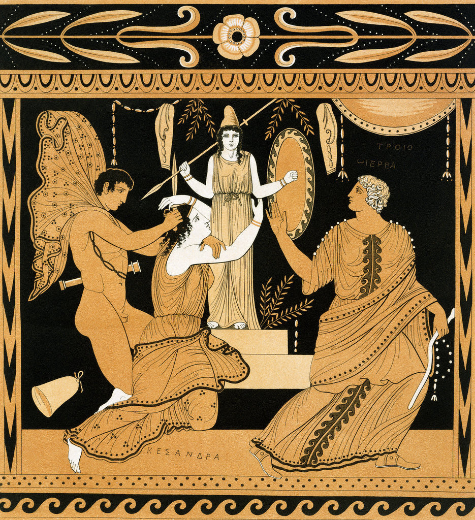 Detail of 19th Century Greek Vase Illustration of Cassandra with Apollo and Minerva by Anonymous