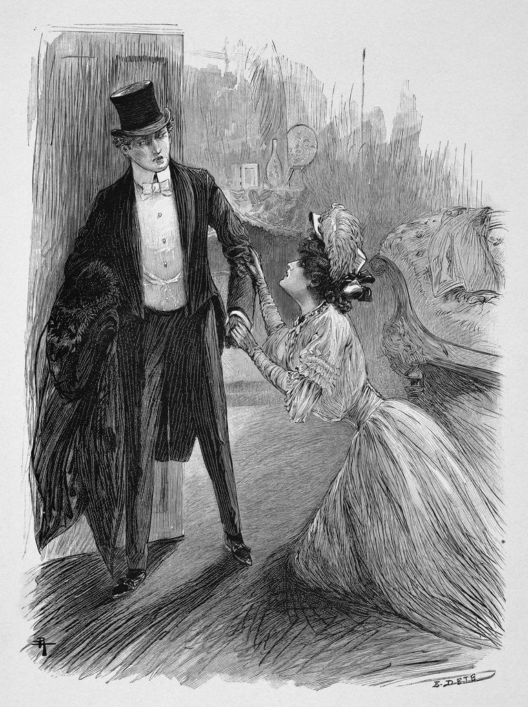 Detail of Illustration of a Woman Begging on her Knees by Paul Hiriat