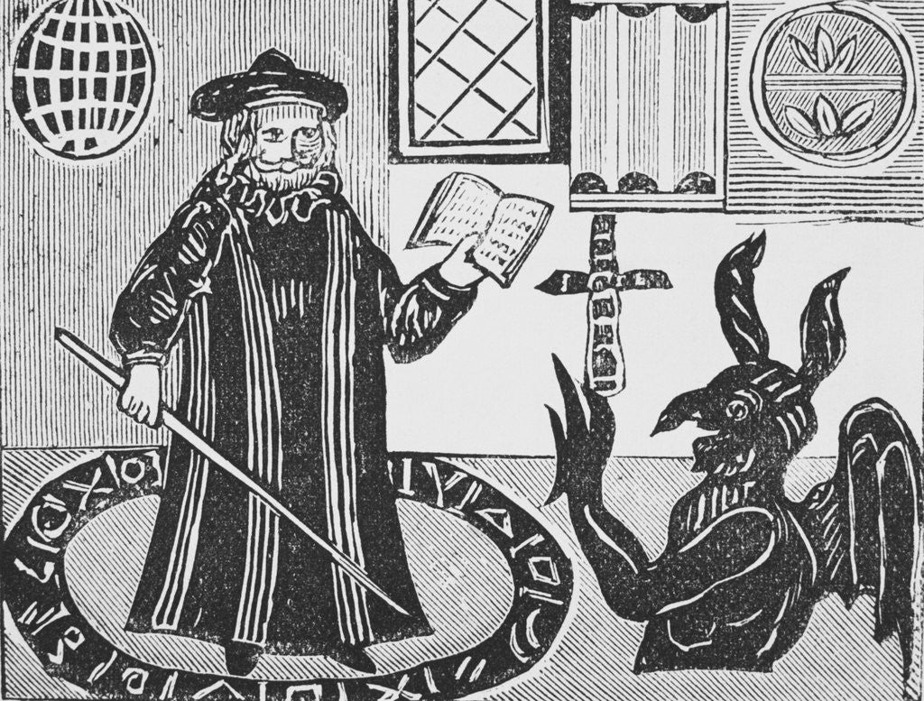 Detail of Faust Standing in a Magic Circle Giving Instruction on Devilry by Anonymous