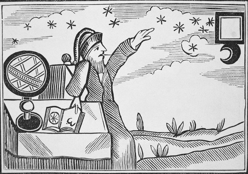 Detail of Illustration of Man Studying the Signs of the Moon and Stars by Anonymous