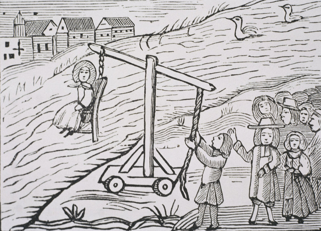 Detail of Woman Accused of Witch Craft is Lowered into a River by Anonymous