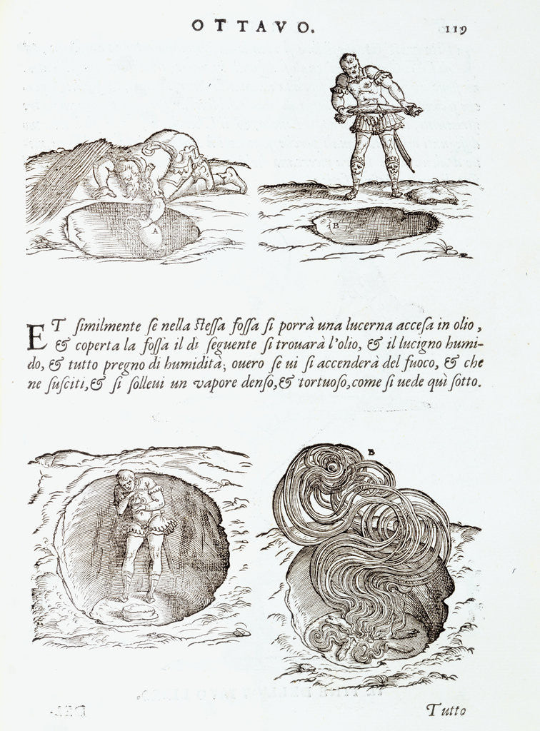 Detail of Illustration of Methods for Producing Dense Smoke Using Steam and Oil by Giovanni Antonio Rusconi