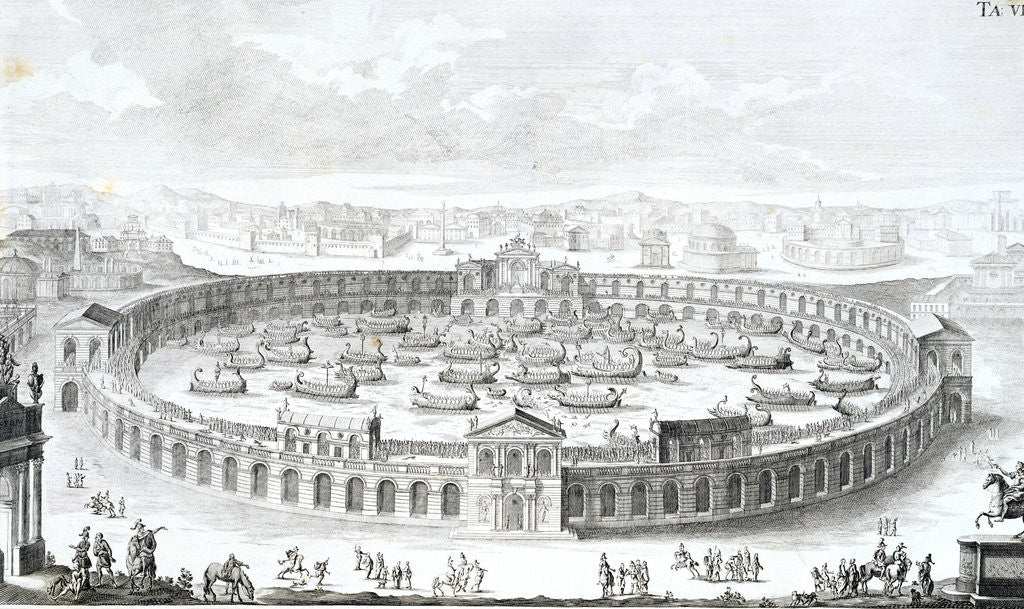 Detail of Engraving of Roman Boat Arena by Fischer von Erlach