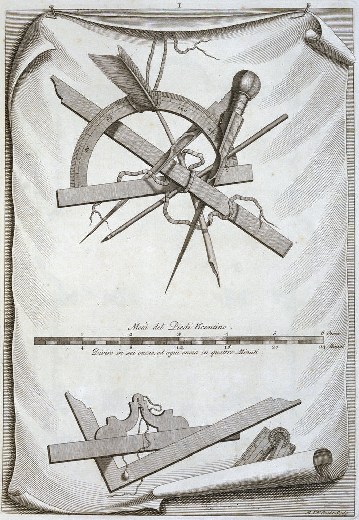Detail of Book Illustration of Architects' and Surveyors' Tools by Micheal van der Gucht