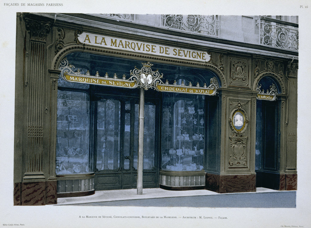 Detail of Facade of the a la Marquise de Sevigne Shop in Paris by Anonymous