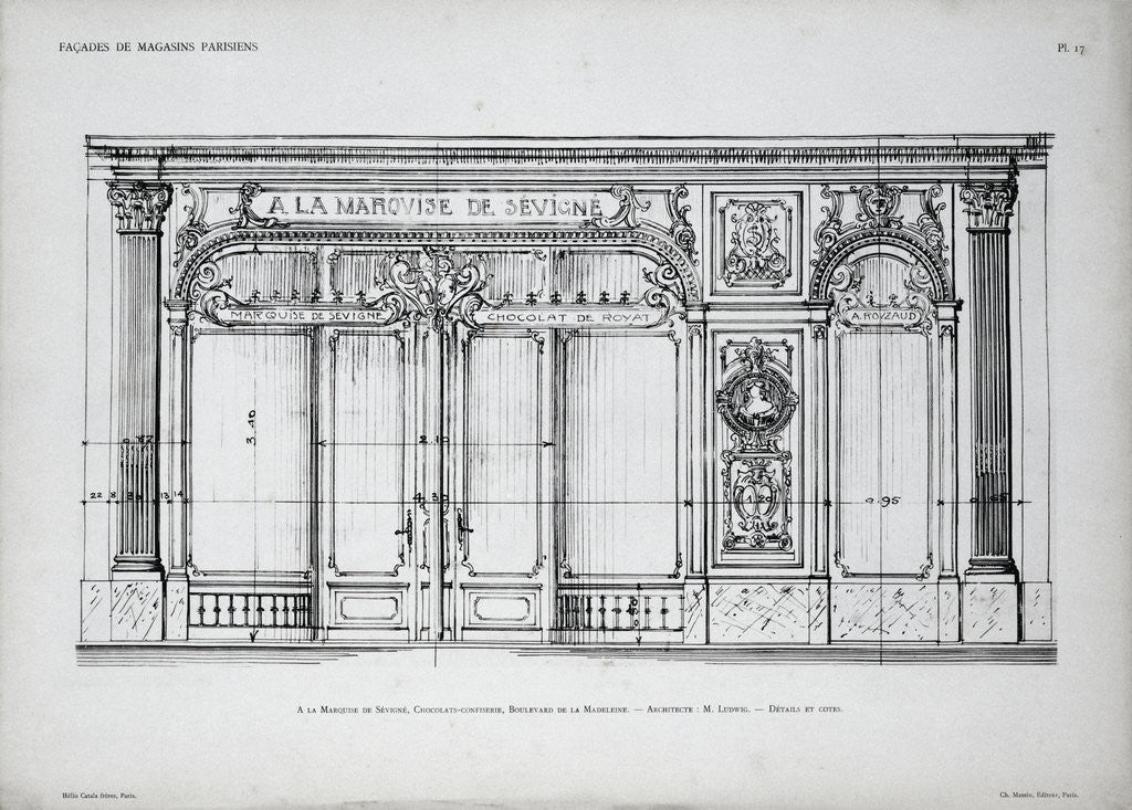 Detail of Plan of the Facade of the a la Marquise de Sevigne Shop in Paris by Anonymous