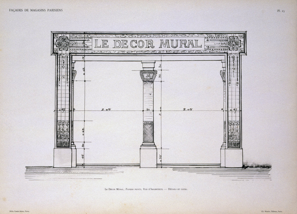 Detail of Plan of the Facade of Le Decor Mural Shop in Paris by Anonymous