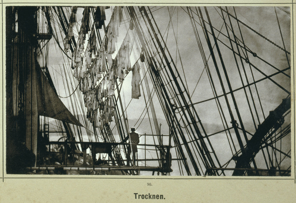 Detail of Print of Clothes Drying on the Deck of the SMS Stosch by Anonymous