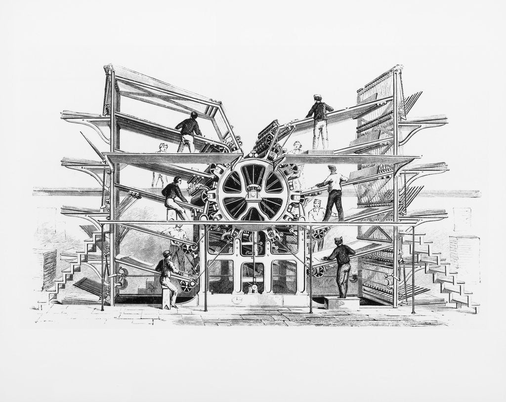 Detail of Illustration of a Cylinder Printing Press by Anonymous