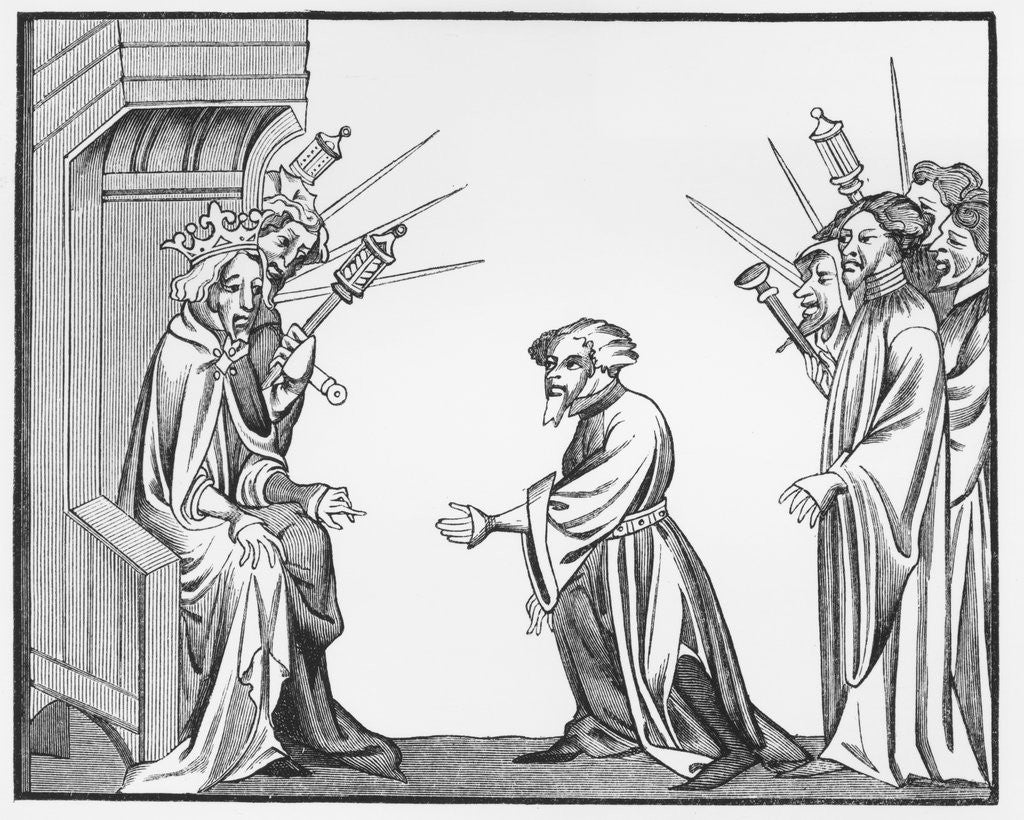 Detail of King Charlemagne Receiving an Oath of Fidelity from the Chroniques de St Denis Manuscript by Anonymous