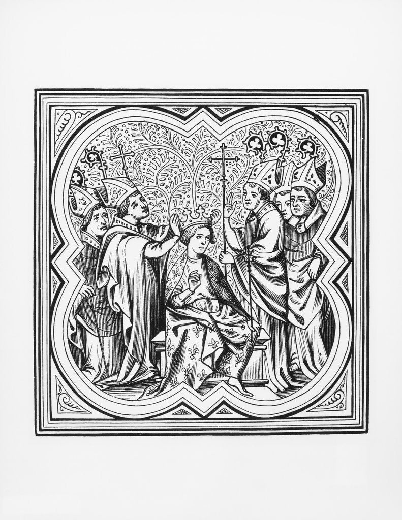 Detail of King Charlemagne's Coronation from the Chroniques de St Denis Manuscript by Anonymous