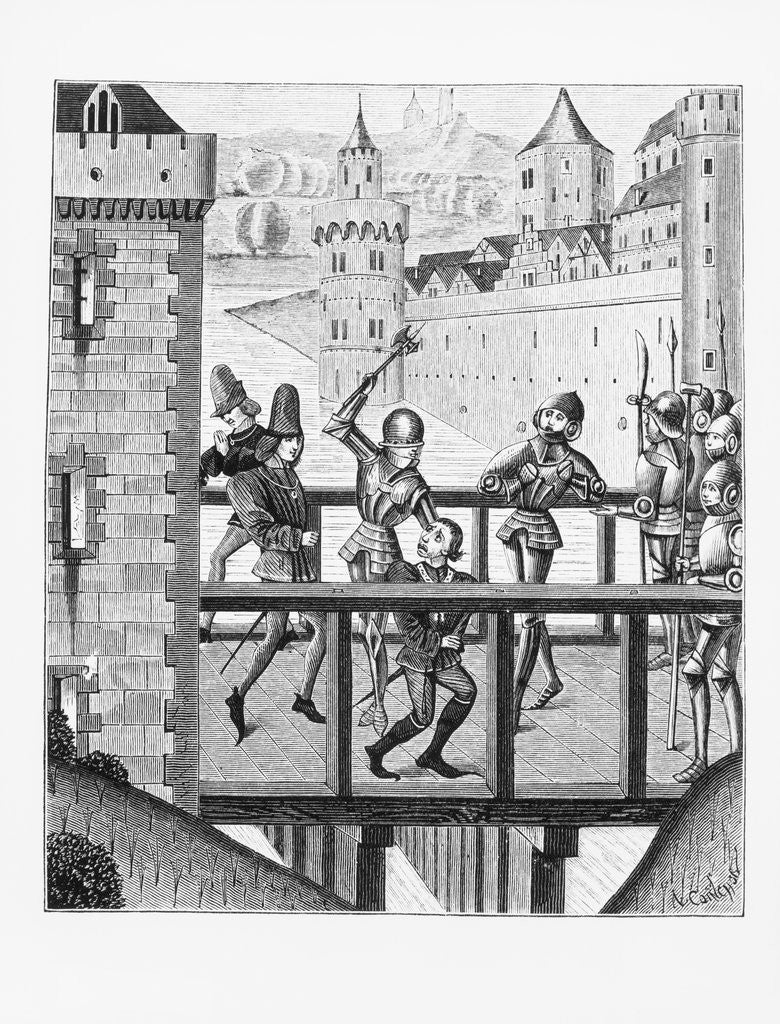 Detail of Illustration of the Assassination of Jean Sans Peur in Montreau, 1419 by Anonymous
