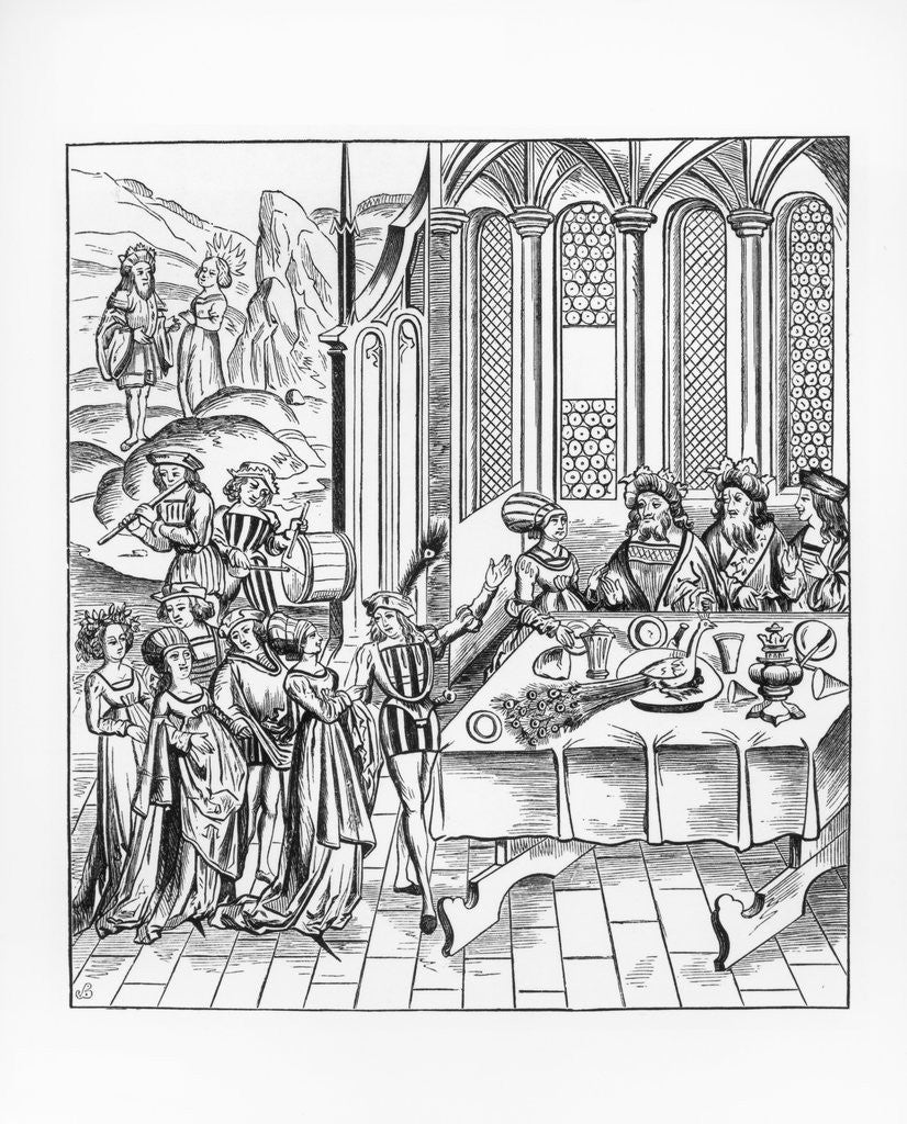 Detail of Illustration of a State Banquet in a Gothic Pavilion after a Woodcut from Vergil by Anonymous