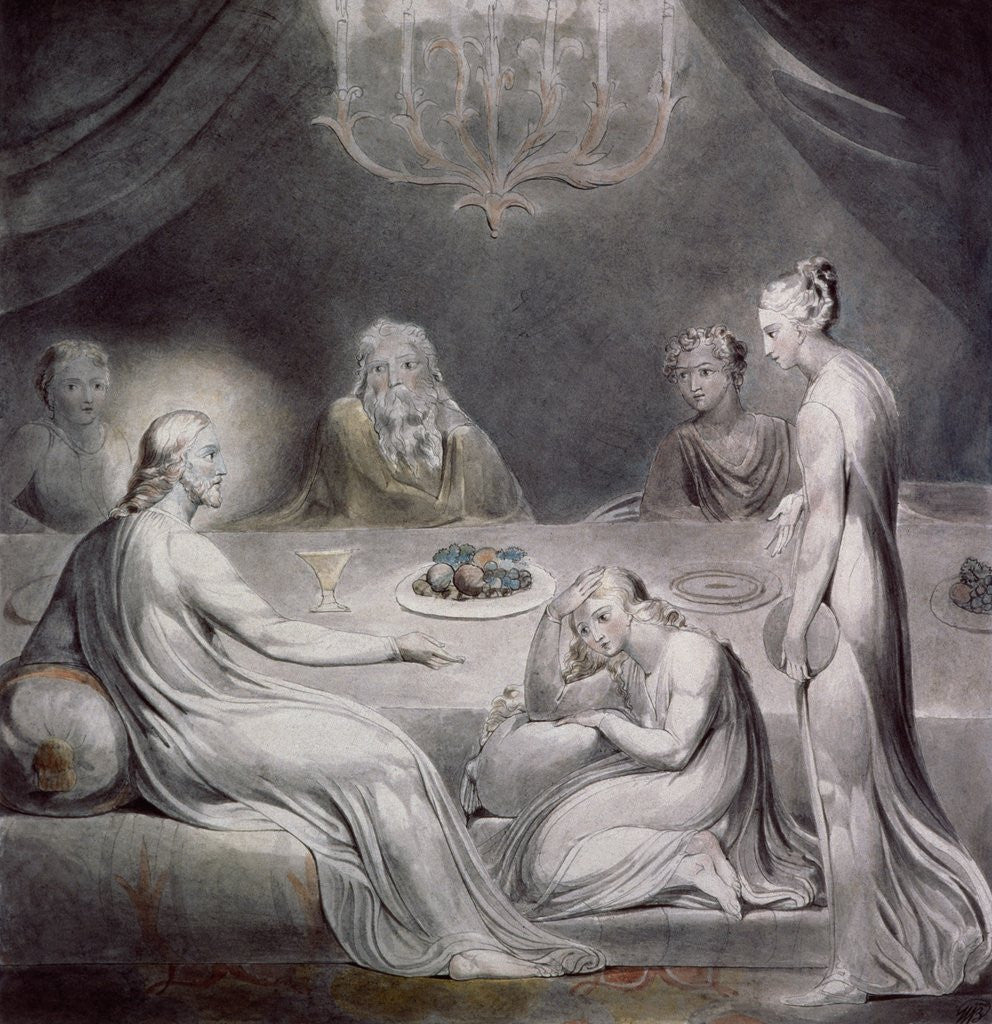 Detail of Christ in the House of Martha and Mary by William Blake