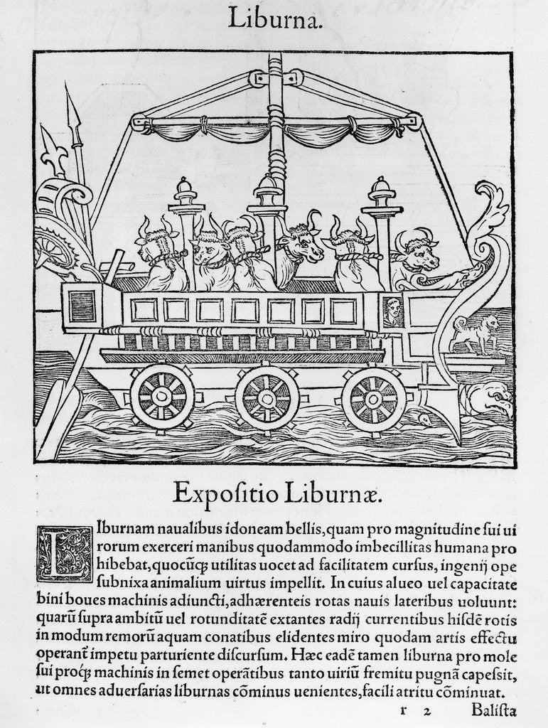 Detail of Woodcut of a Fast Warship Powered by Christoffel Schwytzer